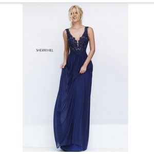 Navy Sherri Hill prom dress
